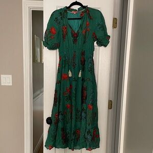 THML Green Floral Midi Dress